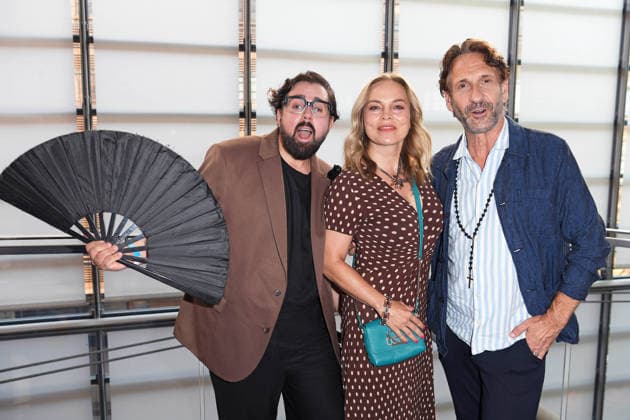 Steven Preisner, Regina Halmich, Falk Willy Wild bei der Premiere von SISTER ACT - DAS HIMMLISCHE MUSICAL im Bluemax Theater in Berlin am 04.08.2026 *** Steven Preisner, Regina Halmich, and Falk Willy Wild at the premiere of SISTER ACT: THE HEAVENLY MUSICAL at the Bluemax Theater in Berlin on August 4, 2026