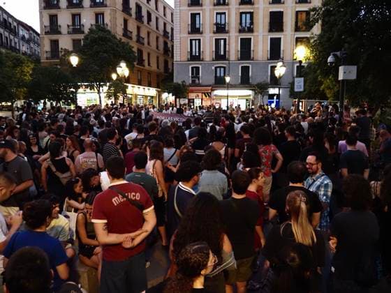 August 4, 2026, Madrid, Madrid, Spain: MADRID, SPAIN - AUGUST 04: Under the slogan Ã¢â‚¬oeBorders Kill,Ã¢â‚¬Â around a hundred people gathered in Plaza de Lavapio s in Madrid to demonstrate over the nearly 100 people who died attempting to cross from Morocco to Spain by sea. Madrid Spain - ZUMAh199 20260804_zip_h199_009 Copyright: xAaronxHerediax
