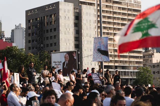 Beirut Port Blast Anniversary Commemoration A crowd gathers with Lebanese flags, placards and large portraits near Beirut port during a commemoration marking the sixth anniversary of the explosion in Beirut, Lebanon, on August 4, 2026. The August 4, 2020 blast, caused by ammonium nitrate stored at the port, killed more than 200 people, injured thousands and devastated large parts of the Lebanese capital. Beirut Beirut Lebanon Copyright: xManonxRocax