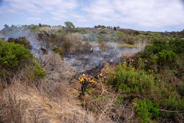 August 4, 2026, Oceanside, California, USA: Oceanside Fire Department and CalFire knock down the Capistrano Fire which erupted along the San Luis Rey river on August 8, 2026. Oceanside USA - ZUMAg219 20260804_znp_g219_008 Copyright: xJakexLeexGreenx