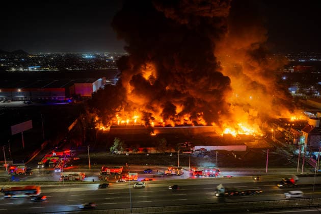 Santiago, August 4, 2026 Aerial view of a chemical fire affecting the Panimex company located at the intersection of Las Esteras Sur and Route 5 North in the municipality of Quilicura Javier Torres Aton Chile, Santiago, Chile Aton 1178208  Copyright: JAVIERxTORRES ATONxCHILE