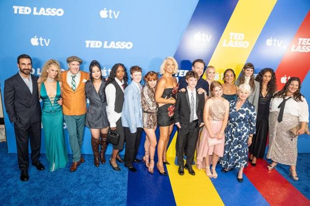 August 4, 2026, Bronx, New York, USA: Brett Goldstein, Brendan Hunt, Annelise Heywood, Shannon Hayes, Rex Hayes, Aisling Sharkey, Hannah Waddingham, Grant Feely, Jason Sudeikis, Elodie Blomfield, Jude Mack, Mercedes Assad, Annette Badland, Tanya Reynolds, Abbie Hern, Lauren Hendricks attend premiere of Apple TV Ted Lasso Season 4 at BAM Harvey Theater in New York, NY on August 4, 2026. Bronx USA - ZUMAr339 20260804_znp_r339_125 Copyright: xLevxRadinx