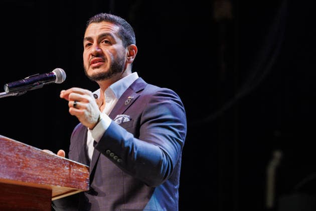August 5, 2026, Detroit, Michigan, USA: Former Wayne County Health Director Abdul El-Sayed speaks at an election night watch party in Detroit, Mich., on Aug. 4, 2026. The Democratic primary for U.S. Senate was too close to call at the time he spoke. Detroit USA - ZUMAr192 20260805_znp_r192_009 Copyright: xAndrewxRothx
