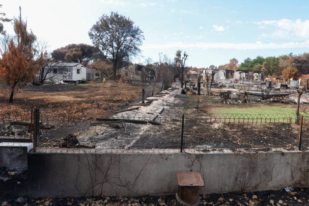 Fires in Gironde: One of the many homes destroyed on Avenue du Bassin d Arcachon in Le Porge, Gironde, on August 4, 2026. Jean Marc LHOMER, Bestimage, Le Porge, France  Copyright: xJean-MarcxLhomerx xBestimagexJean-MarcxLhomerx xBestimagex