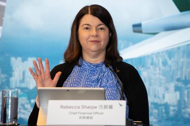 HONG KONG-BUSINESS CATHAY-RESULTS Cathay Group Chief Financial Officer Rebecca Sharpe speaks to the media during the 2026 interim results announcement press briefing on August 5, 2026 in Hong Kong. (Photo by Kevin Li TMHK via Nexpher Images) Hong Kong