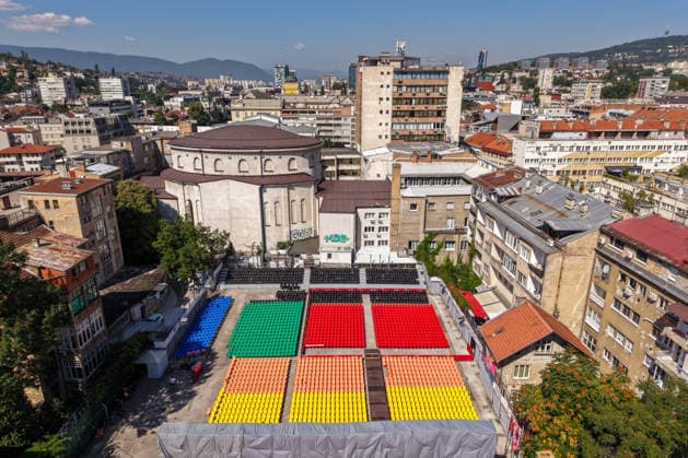 Aerial view of open-air cinema ahead of Sarajevo Film Festival opening An aerial view taken in Sarajevo, Bosnia and Herzegovina, on August 5, 2026, shows the open-air cinema during final preparations ahead of the opening of the 32nd Sarajevo Film Festival.  ArminxDurgut PIXSELL