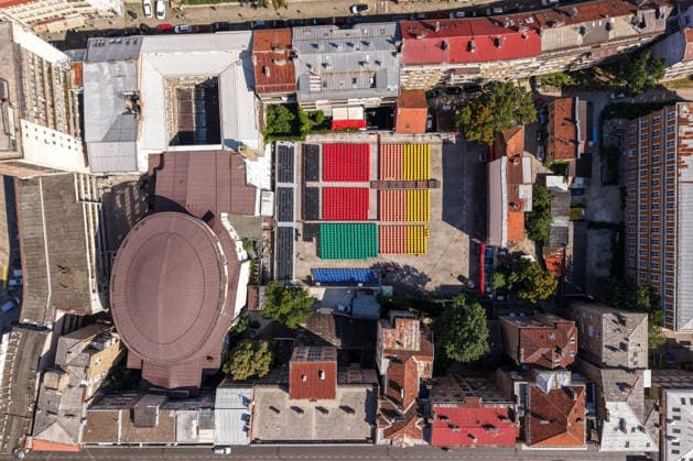 Aerial view of open-air cinema ahead of Sarajevo Film Festival opening An aerial view taken in Sarajevo, Bosnia and Herzegovina, on August 5, 2026, shows the open-air cinema during final preparations ahead of the opening of the 32nd Sarajevo Film Festival.  ArminxDurgut PIXSELL