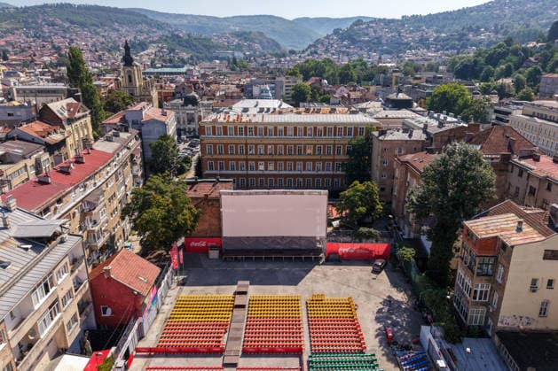 Aerial view of open-air cinema ahead of Sarajevo Film Festival opening An aerial view taken in Sarajevo, Bosnia and Herzegovina, on August 5, 2026, shows the open-air cinema during final preparations ahead of the opening of the 32nd Sarajevo Film Festival.  ArminxDurgut PIXSELL