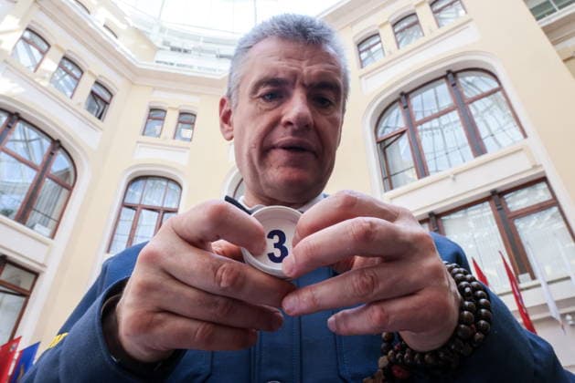 RUSSIA, MOSCOW - AUGUST 5, 2026: LDPR Party leader Leonid Slutsky is seen before the ballot paper draw for the forthcoming 2026 Russian State Duma Election, at the office of the Central Electoral Commission of Russia. The election will be held on 18-20 September. Sergei Karpukhin TASS  95811645