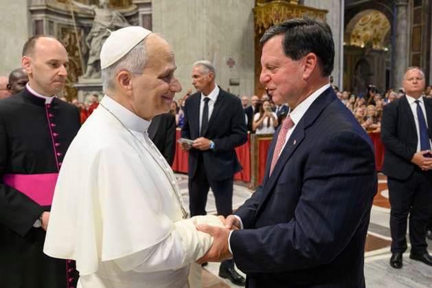 ITALY - REL - POPE LEO XIV DURING THE GENERAL AUDIENCE IN ST. PETER S BASILICA IN VATICAN CITY August 5, 2026 Italy, Rome, August 5, 2026 – Pope Leo XIV holds his weekly general audience in St. Peter’s Basilica in Vatican City EDITORIAL USE ONLY - NO BOOKS Copyright: xVATICANxMEDIA xCatholicxPressxPhotox