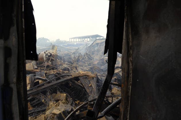 A logistics centre of the home improvement company is destroyed by an overnight Russian strike in Kyiv, Ukraine, August 5, 2026. The facility on the Left Bank of the Ukrainian capital served as one of the key distribution hubs and an order collection centre for the hypermarket chain. (Photo by Kyrylo Chubotin Ukrinform) Logistics centre of home improvement company destroyed by Russian attack on Kyiv  Copyright: xKyryloxChubotinx