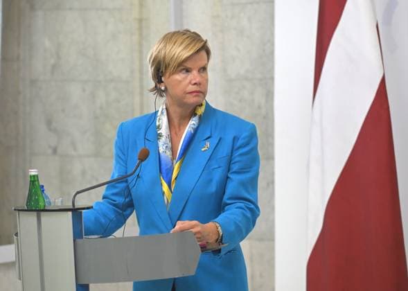 Minister of Foreign Affairs of the Republic of Latvia Baiba Braze, who is in Kyiv on a two-day visit, attends a joint news conference with Acting Minister of Foreign Affairs of Ukraine Andrii Sybiha following their negotiations, Kyiv, Ukraine, August 5, 2026. During the meeting, the sides discussed military support, Ukraine’s European integration, the expansion of logistical routes, and holding the Russian Federation accountable for war crimes. (Photo by Yevhen Kotenko Ukrinform) News conference of Ukrainian, Latvian FMs in Kyiv  Copyright: xYevhenxKotenkox