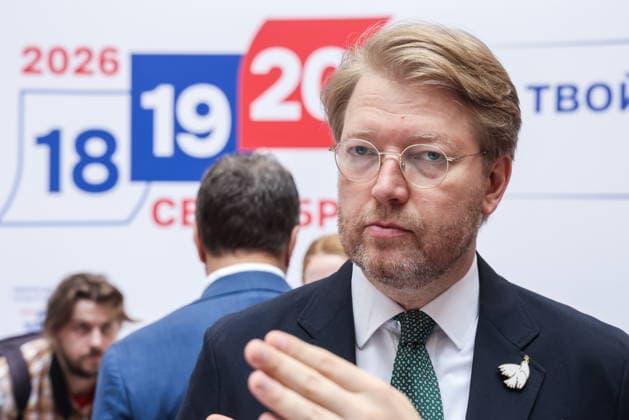 RUSSIA, MOSCOW - AUGUST 5, 2026: Yabloko Party Chairman Nikolai Rybakov is seen before the ballot paper draw for the forthcoming 2026 Russian State Duma Election, at the office of the Central Election Commission of Russia. The election will be held on 18-20 September. Sergei Karpukhin TASS  95817947