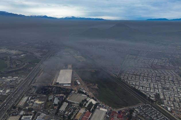 Santiago, August 5, 2026 Aerial view of the aftermath of the chemical fire that affected the Panimex company, located at the intersection of Las Esteras Sur and Route 5 North in the municipality of Quilicura Diego Martin Aton Chile, Aton 1178302 jpeg  Copyright: DIEGOxMARTIN ATONxCHILE