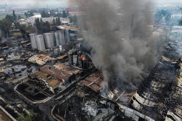 Santiago, August 5, 2026 Aerial view of the aftermath of the chemical fire that affected the Panimex company, located at the intersection of Las Esteras Sur and Route 5 North in the municipality of Quilicura Diego Martin Aton Chile, Aton 1178308 jpeg  Copyright: DIEGOxMARTIN ATONxCHILE