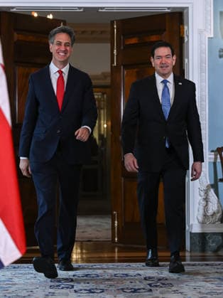 US Secretary of State Rubio meets with UK Foreign Secretary Ed Miliband WASHINGTON, D.C., UNITED STATES - AUGUST 05: U.S. Secretary of State Marco Rubio (R) greets British Foreign Secretary Ed Miliband (L) before a bilateral meeting at the U.S. Department of State in Washington, D.C., on August 5, 2026. Mehmet Eser Anadolu Washington United States. Editorial use only. Please get in touch for any other usage.  Copyright: x2026xAnadoluxMehmetxEserx