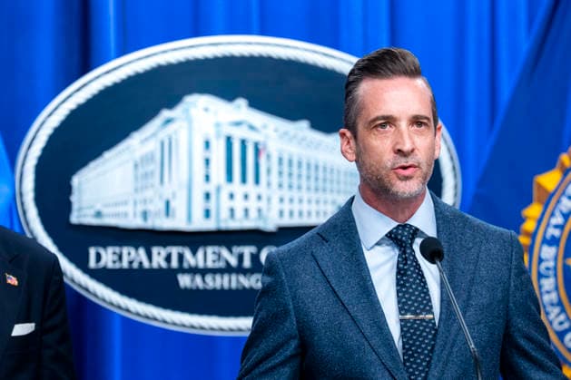 Deputy Executive Associated Director of Immigration and Customs Enforcement s (ICE) Homeland Security Investigators (HSI) Matthew Millhollin speaks during a press conference on the department s efforts to quell the Cartel Jalisco Nueva Generacion, or Jalisco New Generation Cartel (CJNG), a criminal group based in Mexico, at the Department of Justice headquarters in Washington, DC on Wednesday, August 5, 2026.  WAP20260805358 BONNIExCASH