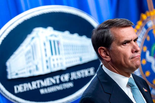 Acting Attorney General Todd Blanche looks on during a press conference on the department s efforts to quell the Cartel Jalisco Nueva Generacion, or Jalisco New Generation Cartel (CJNG), a criminal group based in Mexico, at the Department of Justice headquarters in Washington, DC on Wednesday, August 5, 2026.  WAP20260805360 BONNIExCASH