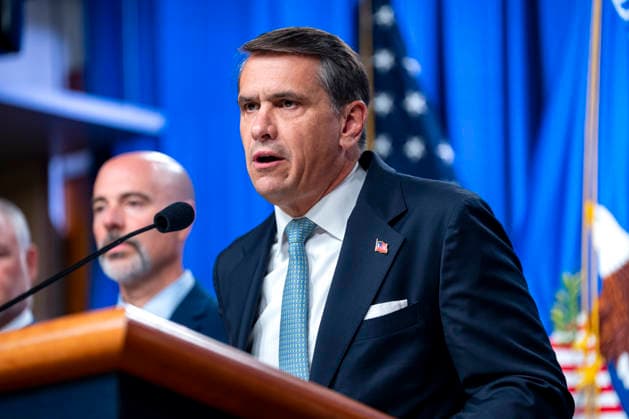 Acting Attorney General Todd Blanche speaks during a press conference on the department s efforts to quell the Cartel Jalisco Nueva Generacion, or Jalisco New Generation Cartel (CJNG), a criminal group based in Mexico, at the Department of Justice headquarters in Washington, DC on Wednesday, August 5, 2026.  WAP20260805344 BONNIExCASH