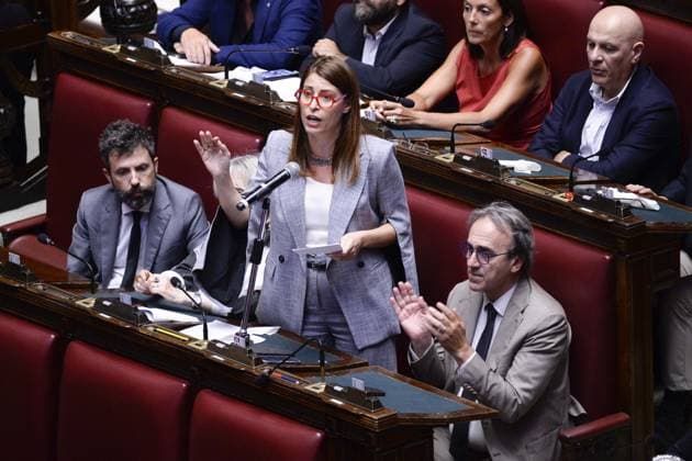 Foto IPP Marco Mattei Roma 05 08 2026 Camera dei deputati discussione e voto sull autorizzazione sequestro delle chat di Delmastro nella foto Elisabetta Piccolotti Italy Photo Press - World Copyright . *** IPP Photo by Marco Mattei, Rome, August 5, 2026: Chamber of Deputies debate and vote on the authorization to seize Delmastro’s chat records. Pictured: Elisabetta Piccolotti, Italy Photo Press World. Copyright 
