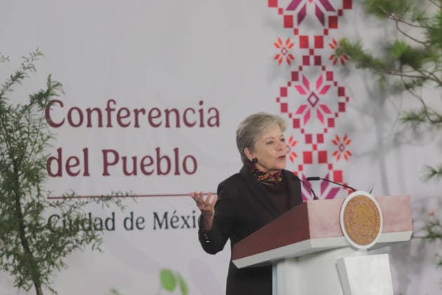 Mexico™s President Claudia Sheinbaum Holds Briefing Alicia Barcena Ibarra, Minister of the Environment and Natural Resources speaks during a press conference about upcoming National Reforestation Day, a nationwide environmental initiative scheduled to take place on Sunday, August 9, across all 32 states of the country. on August 5, 2026 in Mexico City, Mexico. (Photo by Carlos Santiago Eyepix Group) Copyright: xCarlosxSantiagox xEyepixxGroupx CS_05082026_193972