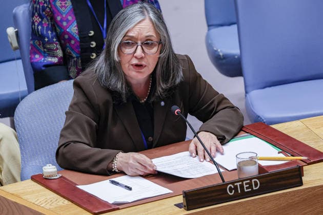 August 5, 2026, New York, New York, United States: CARMEN G. CANTOR, Deputy Executive Director of the Counter-Terrorism Committee Executive Directorate (CTED), briefs the UN Security Council at UNHQ on threats to international peace and security caused by terrorist acts. Cantor warned that terrorist groups are increasingly exploiting emerging technologies, including artificial intelligence and unmanned aircraft systems, while calling for stronger implementation of Security Council counter-terrorism measures, international cooperation and capacity-building consistent with international law and human rights. New York United States - ZUMAo116 20260805_znp_o116_010 Copyright: xBiancaxOterox