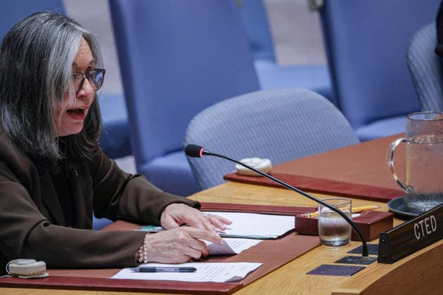 August 5, 2026, New York, New York, United States: CARMEN G. CANTOR, Deputy Executive Director of the Counter-Terrorism Committee Executive Directorate (CTED), briefs the UN Security Council at UNHQ on threats to international peace and security caused by terrorist acts. Cantor warned that terrorist groups are increasingly exploiting emerging technologies, including artificial intelligence and unmanned aircraft systems, while calling for stronger implementation of Security Council counter-terrorism measures, international cooperation and capacity-building consistent with international law and human rights. New York United States - ZUMAo116 20260805_znp_o116_029 Copyright: xBiancaxOterox
