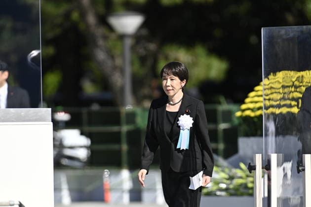 Japan marks 81st anniversary of the atomic bombing of Hiroshima HIROSHIMA, JAPAN - AUGUST 6 : Japanese Prime Minister Sanae Takaichi prepare to deliver an address during the Hiroshima Peace Memorial Ceremony at Peace Memorial Park in Hiroshima, Japan, on August 6, 2026. Japan marks the 81st anniversary of the atomic bombing of Hiroshima. David Mareuil Anadolu Hiroshima Japan. Editorial use only. Please get in touch for any other usage.  Copyright: x2026xAnadoluxDavidxMareuilx