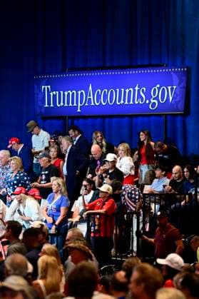 Donald J. Trump Remarks - Las Vegas, NV - 05 August 2026 A Trumpaccounts.gov sign seen during an event at the Red Rock Casino Resort in Las Vegas, Nevada, United States, on August 5, 2026. During the event, Trump highlighted his administration s economic agenda, including the No Tax on Tips policy, as part of a visit to Nevada focused on service industry workers and the state s economy. Las Vagas United States Copyright: xWestonxHancockx xSOPAxImagesx Weston-Hancock-1441008