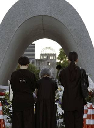 81st anniversary of U.S. atomic bombing of Hiroshima People pray before the cenotaph at the Peace Memorial Park in Hiroshima on Aug. 6, 2026, the 81st anniversary of the U.S. atomic bombing of the western Japan city.  A14AA0005625187P