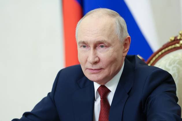 Russia Putin Economic Forum 9217940 06.08.2026 Russian President Vladimir Putin makes a video address to participants in the 8th Russia-Kyrgyzstan Economic Forum and the 12th Russian-Kyrgyz Interregional Conference at the Kremlin in Moscow, Russia. Alexander Kazakov Sputnik Moscow Russia  Copyright: xAlexanderxKazakovx