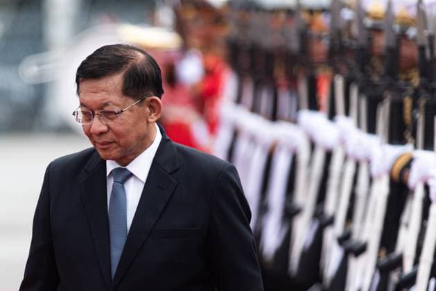 August 6, 2026, Bangkok, Thailand: Min Aung Hlaing, President of Myanmar, inspects the guard of honor during a welcoming ceremony..Min Aung Hlaing, President of Myanmar, is on an official visit to Thailand, aiming to re-engage diplomatically with Thailand. Bangkok Thailand - ZUMAs197 20260806_aaa_s197_008 Copyright: xPeeraponxBoonyakiatx