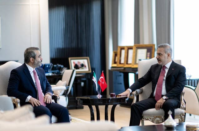 Turkish FM Fidan meets with Syrian counterpart al-Shaibani in Ankara ANKARA, TURKIYE - AUGUST 06: Turkish Foreign Minister Hakan Fidan (R) meets with his Syrian counterpart Asaad al-Shaibani in Ankara, Turkiye on August 06, 2026. Murat Gok Anadolu Ankara Turkey. Editorial use only. Please get in touch for any other usage.  Copyright: x2026xAnadoluxMuratxGokx