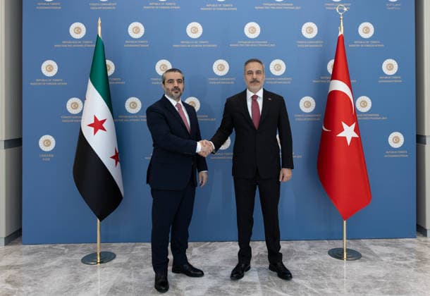 Turkish Foreign Minister Fidan meets Syrian counterpart al-Shaibani in Ankara ANKARA, TURKIYE - AUGUST 06: Turkish Foreign Minister Hakan Fidan (R) meets with Syrian Foreign Minister Asaad Hassan al-Shaibani (L) in Ankara, Turkiye, on August 06, 2026. Mustafa Hatipoglu Anadolu Ankara Turkey. Editorial use only. Please get in touch for any other usage.  Copyright: x2026xAnadoluxMustafaxHatipoglux