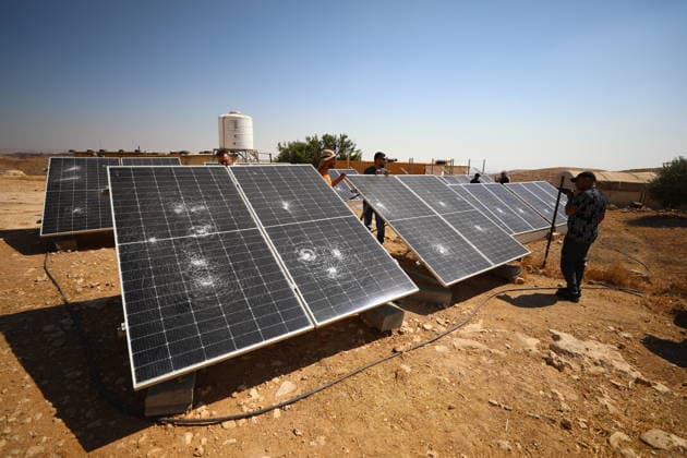 Homes burned, residents injured in Israeli settlers attack on Masafer Yatta community HEBRON, WEST BANK, PALESTINE - AUGUST 6: Damaged solar panels are seen following an attack by Israeli settlers in the Khirbet al-Tuba community in the Masafer Yatta area, south of Hebron, West Bank, Palestine on August 6, 2026. Six Palestinians, including three women, were injured and several homes were set ablaze in the attack. Wisam Hashlamoun Anadolu Hebron West Bank. Editorial use only. Please get in touch for any other usage.  Copyright: x2026xAnadoluxWisamxHashlamounx