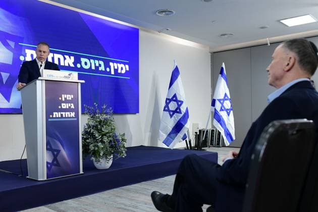 Erdan and Edelstein Launch New Political Party in Tel Aviv TEL AVIV, Israel August 6, 2026: Members of the Knesset Gilad Erdan and Yuli Edelstein launch their new political party during a press conference in Tel Aviv. Tel-Aviv Israel Copyright: x xTomerxNeubergx xJNAxPressx