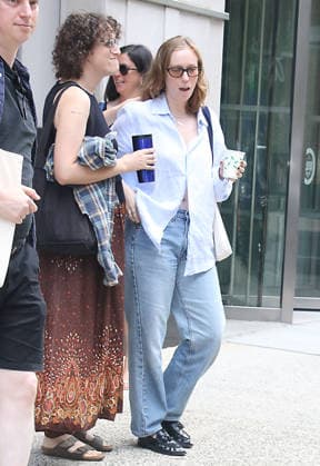 NEW YORK, NY- AUGUST 6: Jane Schoenbrun and Hannah Einbinder seen at National Public Radio on August 6, 2026 in New York City. Copyright: xRWx