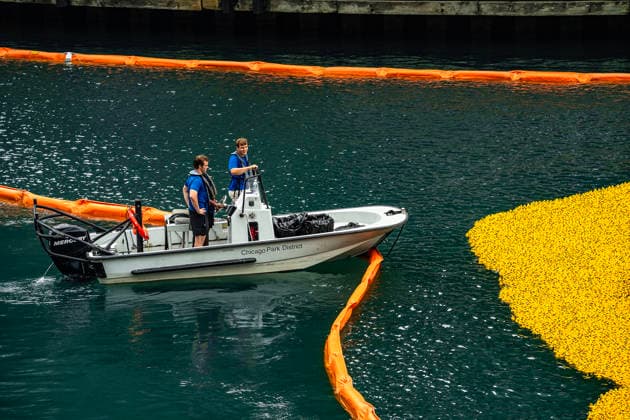 August 6, 2026, Chicago, Illinois, USA: 2026 Chicago Ducky Derby to benefit Special Olimpics. More than 90,000 rubber ducks were dumped into the Chicago River and later collected by the volunteers. Chicago USA - ZUMAk205 20260806_zmp_k205_035 Copyright: xSandraxKozintsevax