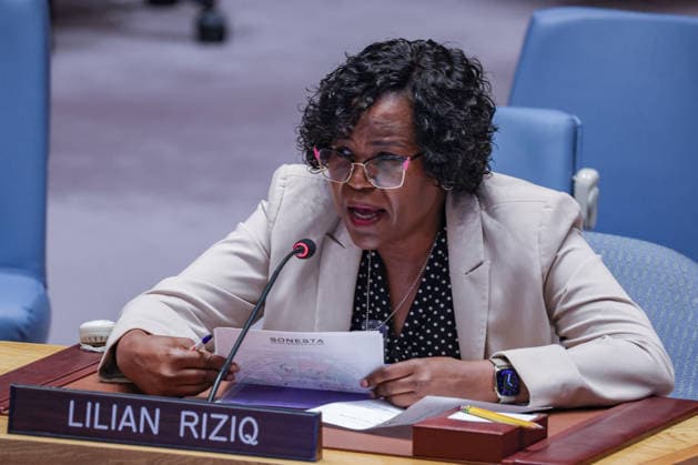 August 6, 2026, New York, New York, United States: LILIAN RIZIQ, Founder and President of the South Sudan WomenÃ¢â‚¬â ¢s Empowerment Network (SSWEN), briefs the United Nations Security Council during its meeting on the situation in South Sudan at UN Headquarters. Addressing Council members under DenmarkÃ¢â‚¬â ¢s presidency, Riziq highlights the role of women in peacebuilding, the implementation of the Revitalized Peace Agreement, and the importance of protecting civilians and ensuring womenÃ¢â‚¬â ¢s full participation in political and peace processes. New York United States - ZUMAo116 20260806_znp_o116_003 Copyright: xBiancaxOterox