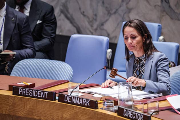 August 6, 2026, New York, New York, United States: CHRISTINA MARKUS LASSEN, Permanent Representative of Denmark to the United Nations and President of the Security Council for August, strikes the gavel to close the Security Council meeting on the situation in South Sudan. New York United States - ZUMAo116 20260806_znp_o116_017 Copyright: xBiancaxOterox