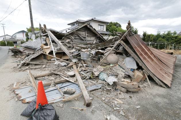 Aftermath of strong earthquake in Kumamoto A collapsed house is pictured in Hikawa, Kumamoto Prefecture, on Aug. 6, 2026, after a powerful earthquake struck the southwestern Japan prefecture on July 28.  A14AA0005625295P