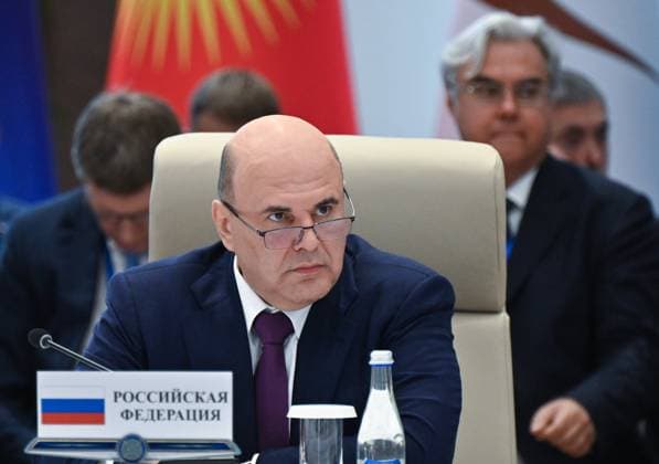 Kyrgyzstan Eurasian Intergovernmental Council 9218440 07.08.2026 Russian Prime Minister Mikhail Mishustin attends an expanded format meeting of the Eurasian Intergovernmental Council in Cholpon-Ata, Kyrgyzstan. Alexander Miridonov Sputnik Cholpon-Ata Kyrgyzstan  Copyright: xAlexanderxMiridonovx
