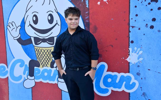 Cast member Ivano DiCarol attends the premiere of the motion picture dark comedy Ice Cream Man at the Vista Theater in Los Angeles on Thursday, August 6, 2026. Storyline: An idyllic summer town descends into madness when an ice cream man serves kids sweet delights with horrifying results.  LAP2026080622 JIMxRUYMEN