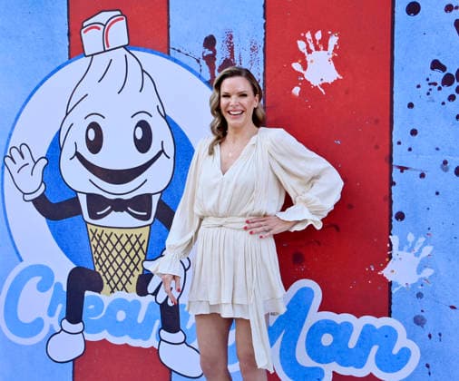 Cast member Karen Cliche attends the premiere of the motion picture dark comedy Ice Cream Man at the Vista Theater in Los Angeles on Thursday, August 6, 2026. Storyline: An idyllic summer town descends into madness when an ice cream man serves kids sweet delights with horrifying results.  LAP2026080639 JIMxRUYMEN