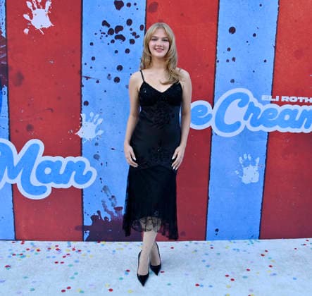 Cast member Sarah Abbot attends the premiere of the motion picture dark comedy Ice Cream Man at the Vista Theater in Los Angeles on Thursday, August 6, 2026. Storyline: An idyllic summer town descends into madness when an ice cream man serves kids sweet delights with horrifying results.  LAP2026080604 JIMxRUYMEN