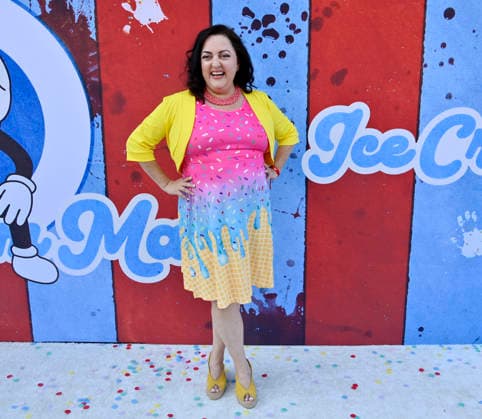 Cast member Amanda Barker attends the premiere of the motion picture dark comedy Ice Cream Man at the Vista Theater in Los Angeles on Thursday, August 6, 2026. Storyline: An idyllic summer town descends into madness when an ice cream man serves kids sweet delights with horrifying results.  LAP2026080617 JIMxRUYMEN
