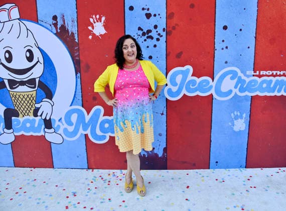 Cast member Amanda Barker attends the premiere of the motion picture dark comedy Ice Cream Man at the Vista Theater in Los Angeles on Thursday, August 6, 2026. Storyline: An idyllic summer town descends into madness when an ice cream man serves kids sweet delights with horrifying results.  LAP2026080618 JIMxRUYMEN