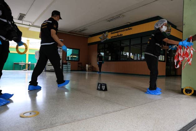 Death toll rises to 7 in Thailand school shooting: Local media BANGKOK, THAILAND - AUGUST 7: Forensic police officers work on the site of a shooting at Debsirin Nonthaburi School in Bang Kruai district, Nonthaburi province, north of Bangkok, Thailand on August 7, 2026. Valeria Mongelli Anadolu Bangkok Thailand. Editorial use only. Please get in touch for any other usage.  Copyright: x2026xAnadoluxValeriaxMongellix