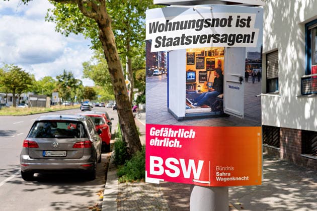 Berlin,07.08.2026,ein Wahlplakat der Partei BSW zur Wahl zum 20.Abgeordnetenhaus von Berlin sowie zu den Bezirksverordnetenversammlungen am 20.09.2026. *** Berlin, August 7, 2026—An election poster from the BSW party for the election to the 20th Berlin House of Representatives and the district councils on September 20, 2026