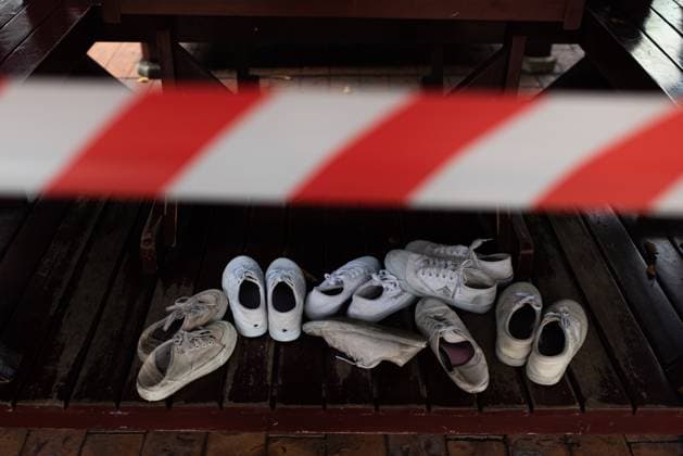 August 7, 2026, Nonthaburi, Thailand: Students shoes seen left at the scene following a school mass shooting..At least 7 people, including the gunman, died in a school mass shooting. A 14-year-old student started by killing his grandparents at their home, then opened fire at the school before killing himself. Nonthaburi Thailand - ZUMAs197 20260807_aaa_s197_006 Copyright: xPeeraponxBoonyakiatx